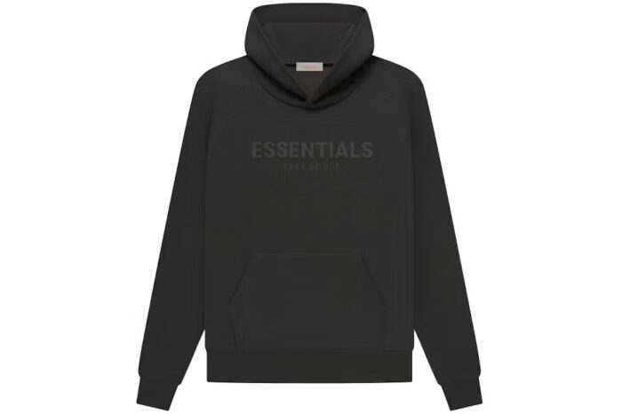 Fear of God Essentials Waffle Raglan Hoodie Off Black